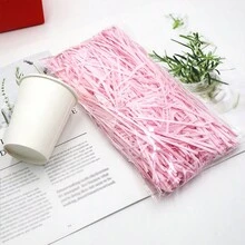 1 Paquete De Relleno De Papel Arrugado Triturado De Rafia, Relleno De Caja De Regalo Para Caja De Dulces De Boda, Jabón Hecho A Mano Y Hebras De Papel De Colores (color Aleatorio) - Rosa - Ver 5