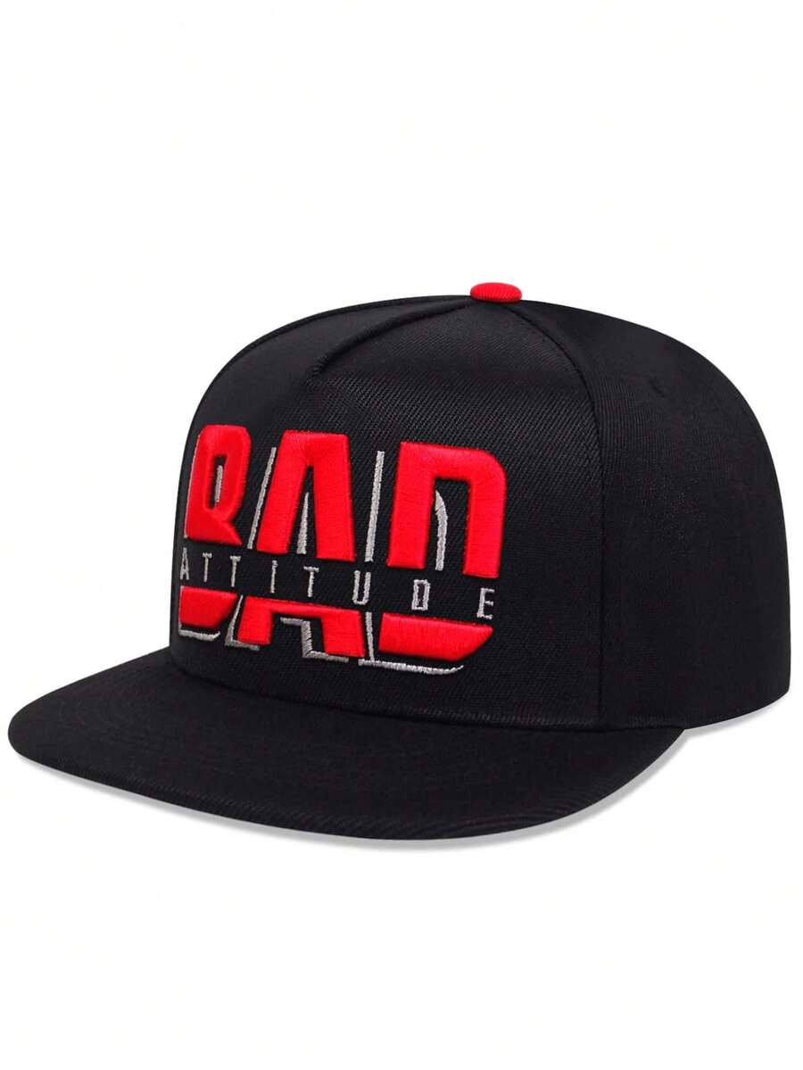 1pc Men's Bad Attitude Embroidery Baseball Cap, Hip Hop Sun Protection Leisure Hat For Outdoor Activities In Spring And Autumn - Black - View 1