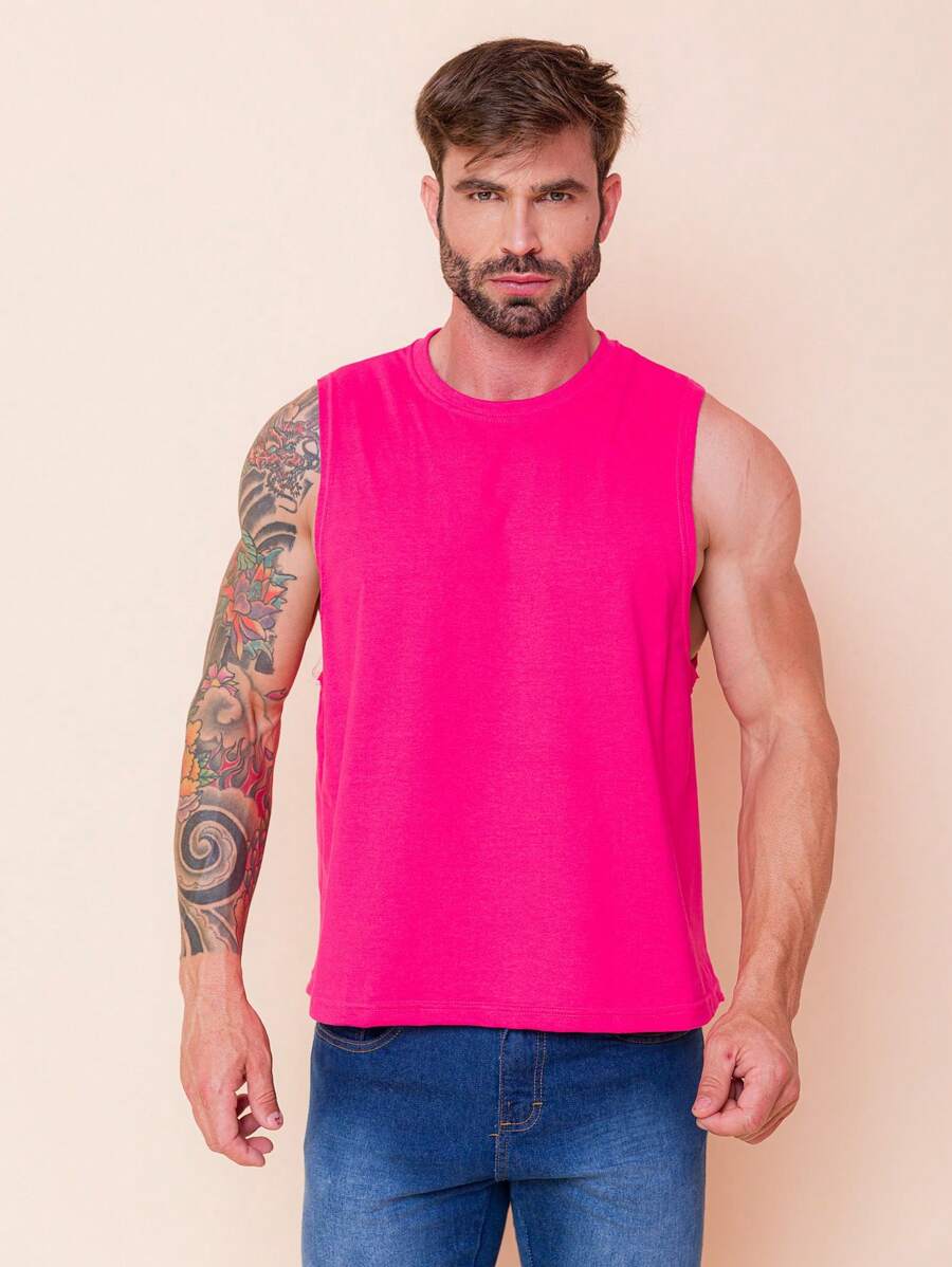 Regata Masculina Lisa - Pink - Visão 1