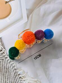 1 件裝女士彩色多巴胺對比毛茸茸髮夾,時尚可愛,適合日常佩戴