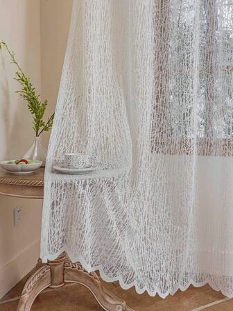 1pc Mesh Curtain With Perforations For Living Room, Bedroom, Kitchen, Patio, Villa