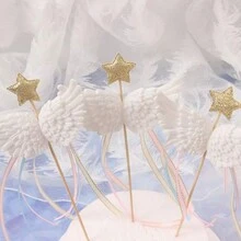 White Angel Wings Cake Topper Decorations - White - View 3