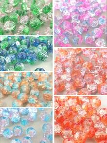 50入組8mm橘色爆紋玻璃珠,適用於diy耳環、手鐲、項鍊、珠寶製作用品