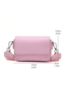 Mới Toàn trận Màu thuần Vai Túi Messenger - Hồng - Xem 3