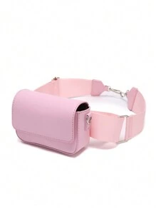 Mới Toàn trận Màu thuần Vai Túi Messenger - Hồng - Xem 8