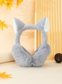 1 Miếng Dễ thương Và Đơn giản Xám Sang trọng Tai Ấm áp hơn Dây buộc tóc Với Thú vật Thiết kế tai Đối với Ấm áp , Gấp lại , Thích hợp Đối với Mùa thu Và Mùa Đông Mặc hàng ngày Và Món quà Cho mùa đông Kỳ nghỉ - Xám - Xem 6