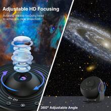 12 合1 天文館銀河星空投影儀,黑白高畫質影像大投影面積led 夜燈,360° 旋轉星雲投影機燈,定時星空夜燈投影機適用於家庭劇院、天花板、房間裝飾,包括4k 可更換12 張銀河光碟 - 黑色 - 查看 3