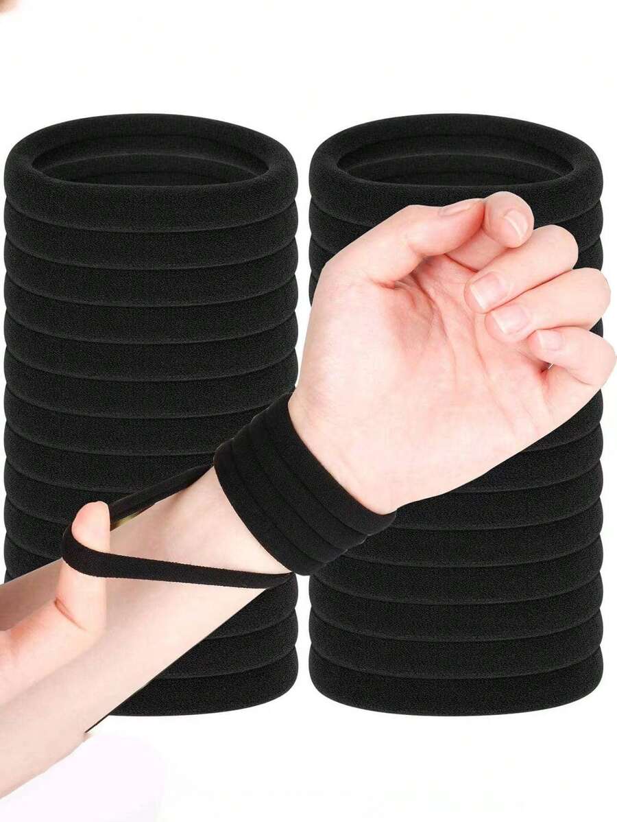 50pcs/Pack Ladies' Simple & High Elasticity Basic Hair Ties For Daily Use Casual Ponytail Holders Hair Elastics Hair Rubber Bands Scrunchies Hair Rope ,Gym Sport Outfit Hair Accessories Head Accessories Elastic Band - Black - View 1