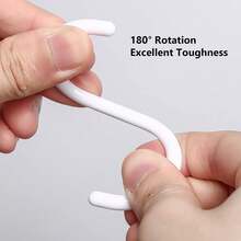 12pcs/1set Shower Curtain Rings Plastic Shower Curtain Hooks C-Shaped Rings Hook Hanger Bath Drape Loop Clip Glide Bathroom Shower Window Rod - White - View 3