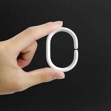 12pcs/1set Shower Curtain Rings Plastic Shower Curtain Hooks C-Shaped Rings Hook Hanger Bath Drape Loop Clip Glide Bathroom Shower Window Rod - White - View 4