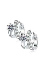 S925 Sterling Silber 0,3 Karat Moissanit Ohrringe, leicht luxuriöser französischer Stil, asymmetrisch, schick und frisch, für den täglichen Gebrauch, zum Verschenken an Freunde, Freundinnen, Valentinstag Geschenke, geeignet für Hochzeiten, Bankette, passend zu Kleidern