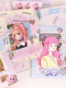 1 quyển/50 tờ ngẫu nhiên phong cách Hàn Quốc động vật hoạt hình, chữ cái, nhãn dán tranh ngọt ngào và đơn giản, phụ kiện tự làm để trang trí trong sổ lưu niệm - Nhiều màu - Xem 2