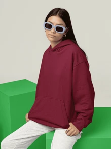 Plain Sweatshirt With No Print And Hood  2042 - Màu Tím - Xem 5