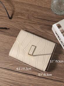 鳄鱼压纹翻盖零钱包 小号 ID 窗口 双折女士钱包 图案雕刻 ID 简约时尚 现代商务 周年纪念 生日礼物 女孩 女士 女包 学校用品 宿舍及返校 女士钱包 钱包 小钱包 - 米色 - 查看 6