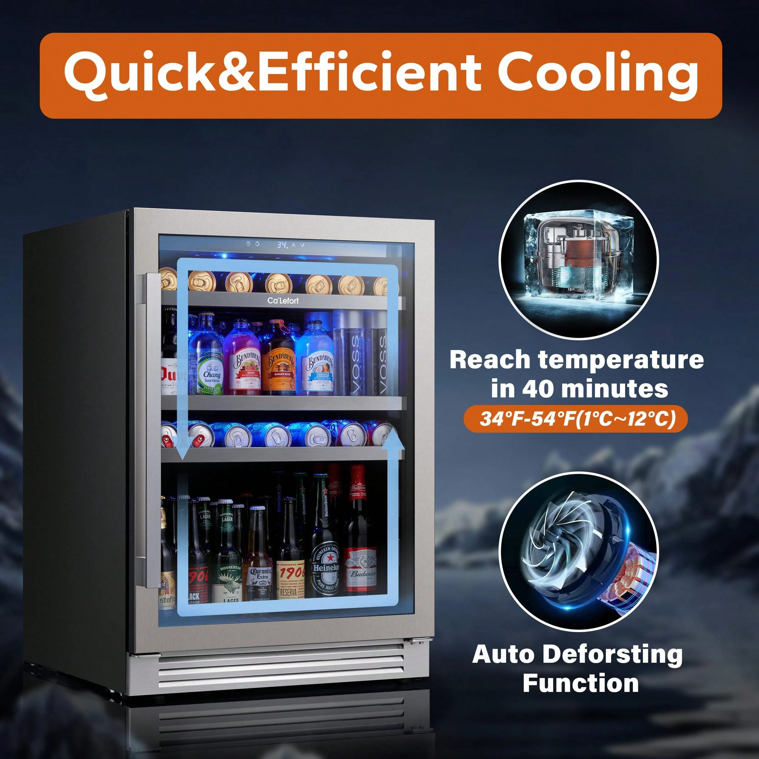 Ca'Lefort Beverage Refrigerator Cooler, 180 Can Freestanding Beverage Fridge Mini Fridge With Glass Door For Home Bar Office