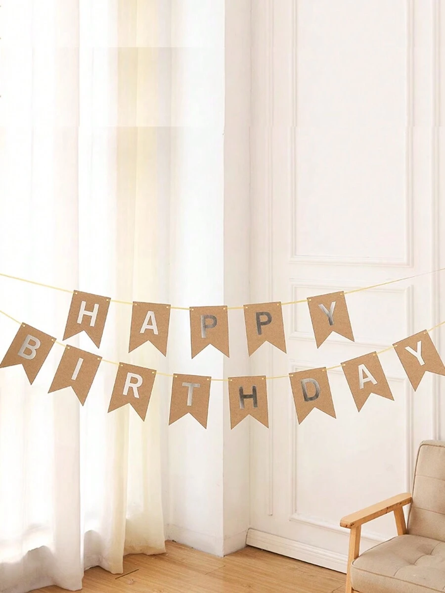 生日橫幅,銀色閃爍字母,生日彩旗,派對裝飾、兒童女孩生日用品