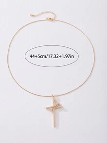 1入吊墜項鍊,雙吊墜鑲有方形立方氧化鋯,鍍金銅材質,聖誕禮物 - 金黃色 - 查看 4