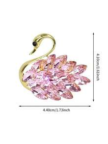 1pc Swan Shaped Car Air Vent Decoration Aromatherapy Clip With Rhinestone For Car Air Conditioner Perfume - Pink - View 2