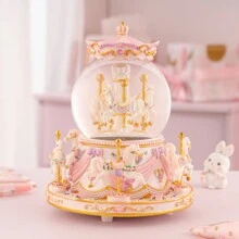 Carousel Horse Snow Globe Gift - Rotating Music Box Birthday Anniversary For Wife Daughter Girl Girlfriend Husband Clockwork Musical 8-Horse Color Light Snowglobes Castle In The Sky