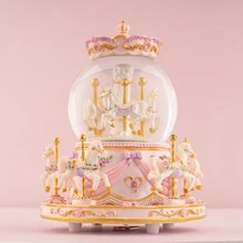 Carousel Horse Snow Globe Gift - Rotating Music Box Birthday Anniversary For Wife Daughter Girl Girlfriend Husband Clockwork Musical 8-Horse Color Light Snowglobes Castle In The Sky
