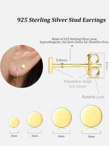 Brincos De Argola De Prata Esterlina Para Mulheres, Homens E Meninas, Conjunto De Brincos Pequenos De Disco Redondo| Pendente De Cartilagem | 4 Opções De Tamanho (2mm/3mm/4mm/5mm)