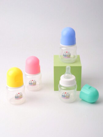 1 قطعة 60 مللي زجاجة تغذية الحيوانات الأليفة البلاستيكية مع حلمة السيليكون الناعمة ، مقاومة العض ، لون عشوائي