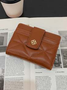 Women's Rhombus Pattern Embroidery Bifold Wallet - Rust Brown - View 5