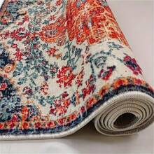 1張長廊走廊地墊,客廳門廊區地毯,水洗雪尼爾防滑墊,人造羊毛地毯