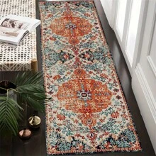 1張長廊走廊地墊,客廳門廊區地毯,水洗雪尼爾防滑墊,人造羊毛地毯