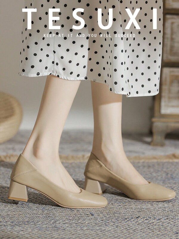 Zapatos De Tacón Alto De Talla Grande Para Mujer De Color Caqui, Ancho Grande