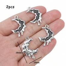 甜美而酷炫的女孩暗黑y2k愛心蝴蝶十字月亮合金吊墜項鍊 Diy手工耳環串珠飾品 - 黑色 - 查看 25