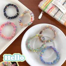 6入組女士多色羊毛紗髮圈