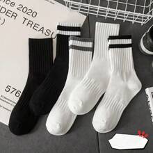 Thể Thao Ngoài Trời 5 Cặp/gói Tất Nén Màu Đen Trắng Cho Nam Và Nữ, Du Lịch Ngoài Trời - Đen và trắng - Xem 2