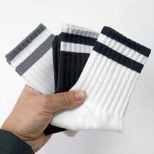 Thể Thao Ngoài Trời 5 Cặp/gói Tất Nén Màu Đen Trắng Cho Nam Và Nữ, Du Lịch Ngoài Trời - Đen và trắng - Xem 5