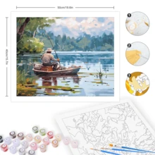 RUOPOTY 1入diy客製化數字油畫,釣魚風景圖,適用於diy禮物成人套件,現代畫作,家居裝飾油畫畫布40x50cm/16x20英寸,不含畫框 - 彩色 - 查看 3
