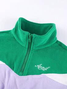 Annil Tween Girl Dresses Spring And Autumn Long Sleeved Fashionable Stand Collar Warm Contrast Color Stitching Dresses