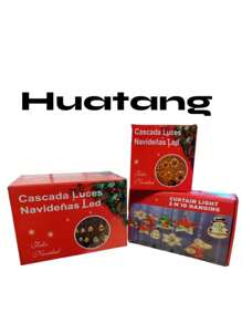 Cascada,Cortina, Luces Navideñas de  Santa Y Figuras Luz Led 3mts - Multicolor - Ver 1