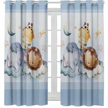 Cortina Infantil Safari Blecaute Blackout 2,80 x 2,20 Decoração Quarto Criança - Azul - Visão 2