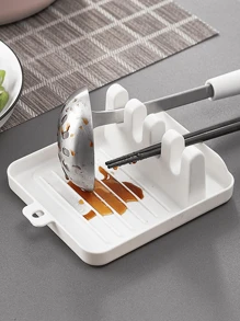 Multifunctional Kitchen Pan Lid & Spatula Holder - White - View 4