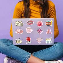 50入組girl Boss塗鴉貼紙,適用於裝飾手機、電腦、行李箱、筆記本 - 杏色 - 查看 6
