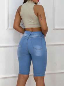 Women Denim Shorts - Light Wash - View 2