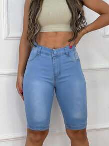 Women Denim Shorts - Light Wash - View 1