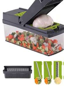 Rallador Cortador Picador De Verduras Fruta Nicer Dicer 15pz - Gris Claro - Ver 3