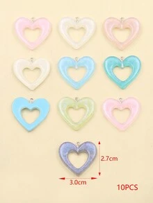 SWEET BELL 10入組最新到貨abs樹脂多色中空心形diy珠寶吊墜,適用於服裝和項鍊配件