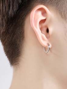 一對鈦鋼不銹鋼線圈耳釘時尚耳環圓形耳扣飾品