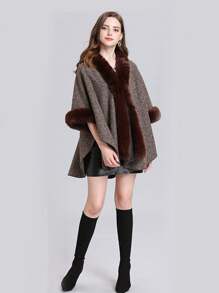 1 件女式多色外套,帶有抓絨和人造羊絨襯裡,防風保暖。適合日常穿著、聚會、假期、旅行等。