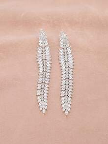 1對女士鍍銀人形和流蘇裝飾耳環,葉子耳釘,優雅 - 銀色 - 查看 5