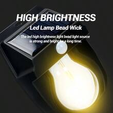 1pc太陽能戶外暖光人體感應壁燈適用於戶外花園別墅照明