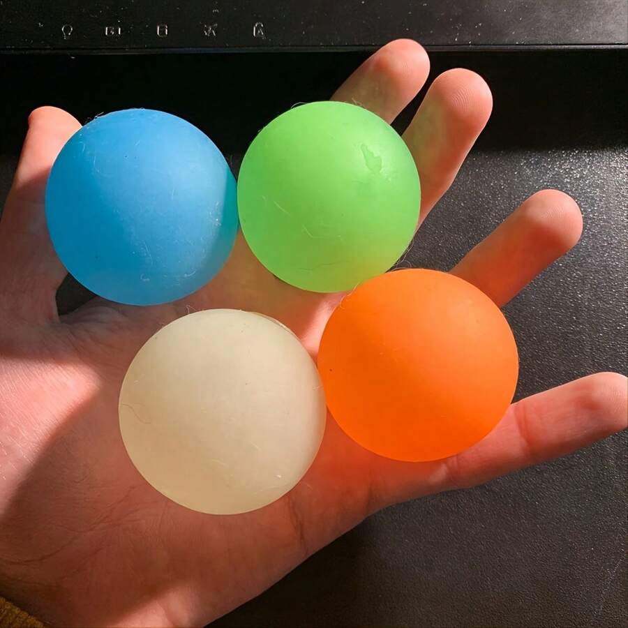 4入組黏性牆球,減壓、發光、牆貼玩具 - 彩色 - 查看 1