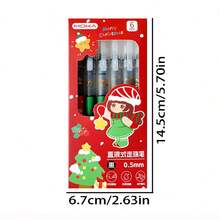 6入組聖誕主題直液式快乾大容量筆尖筆,卡通ins風格聖誕辦公學習文具禮盒中性筆